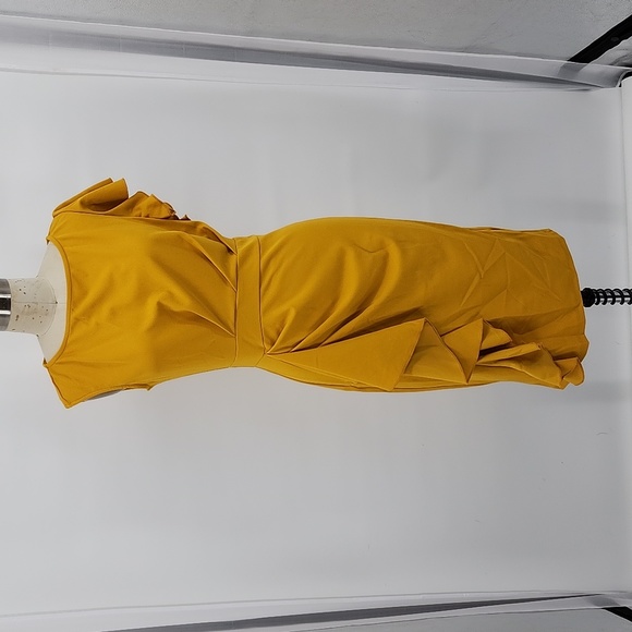 Miusol Ruffled Trim Slit Hem Midi Yellow Dress Size M - Picture 1 of 9